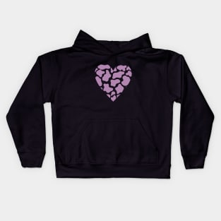 Cow Print Purple Heart Design Kids Hoodie